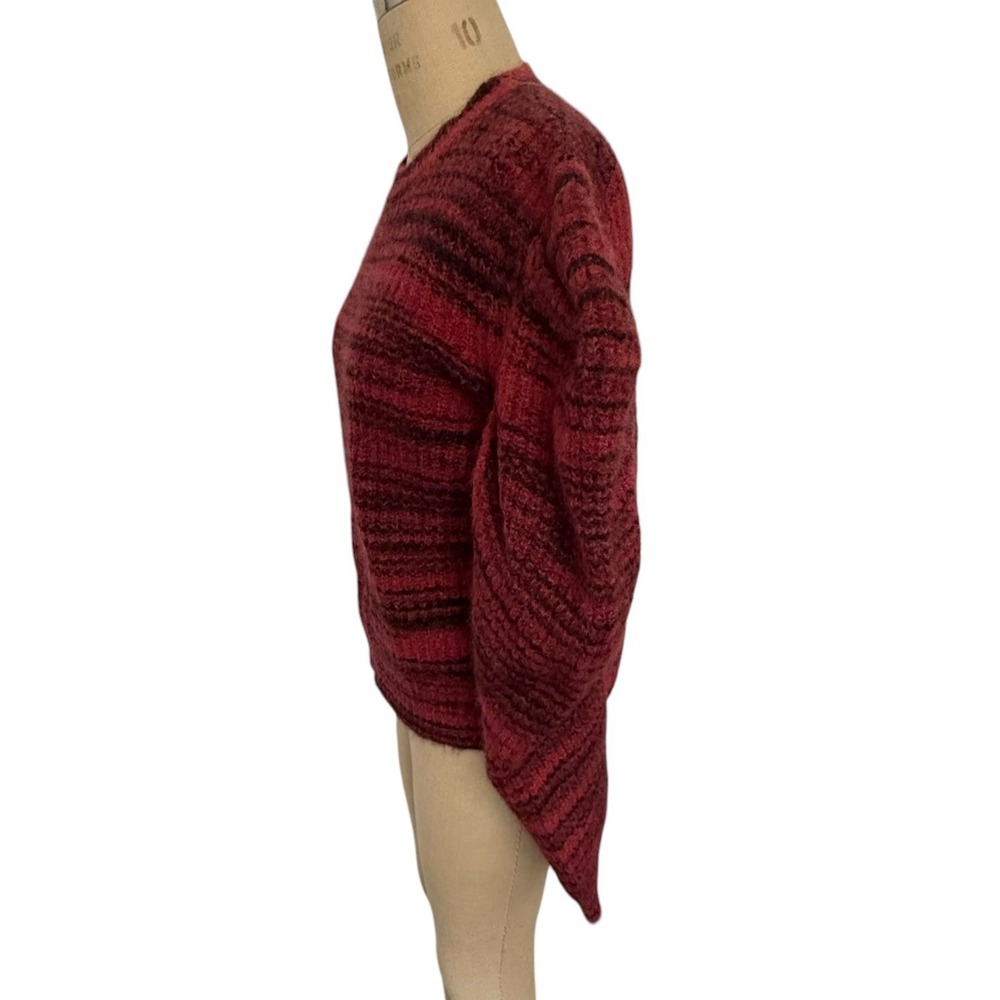 NAADAM Sweater Womens L Red Black Striped Alpaca Merino Wool Puff Sleeve Italy - Picture 4 of 7